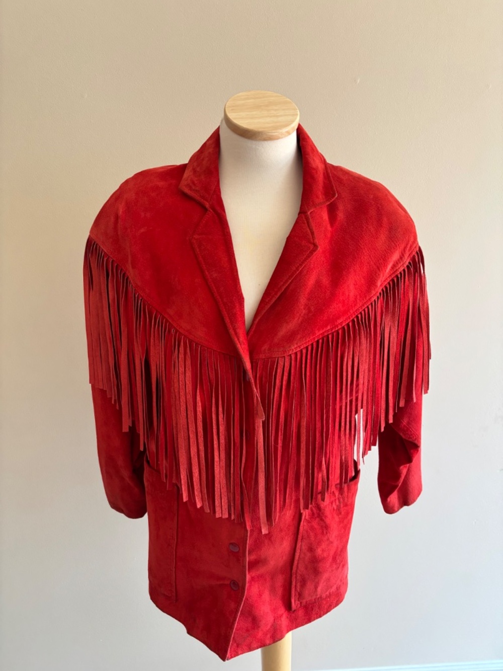 1980's Vintage Red Suede Fringe Jacket